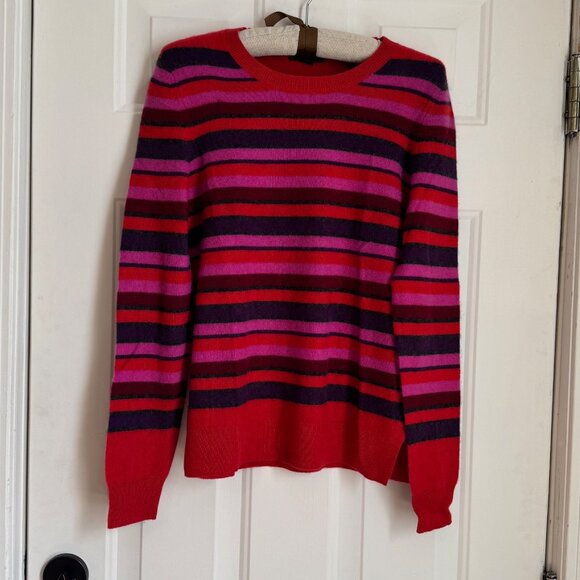 Saks | 100% Cashmere | Vibrant Pink/Red/Purple Stripes | M - Picture 2 of 4